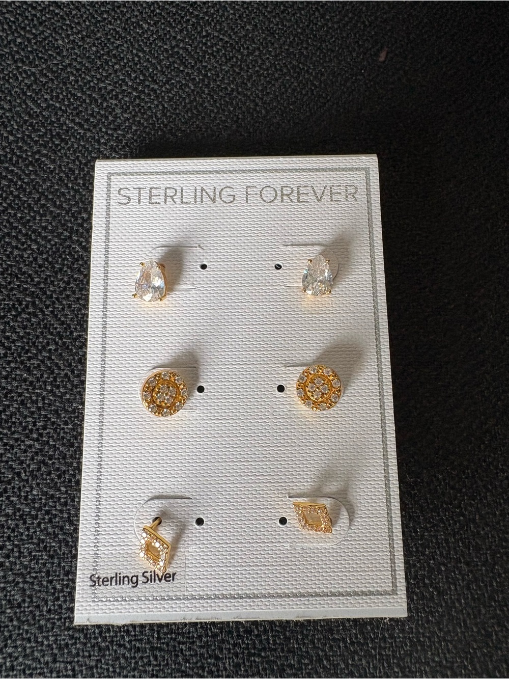 Sterling Forever Gold-Tone Cubic Zirconia Earring Set - 3 Pairs